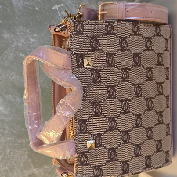 bebe Talulla Mini Satchel Blush Monogram Logo Crossbody Shoulder Bag NWT - Picture 7 of 12